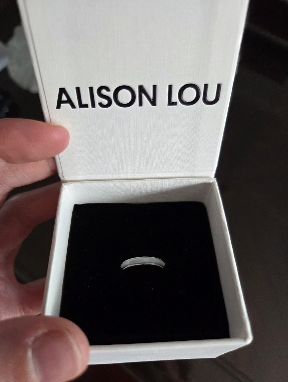 Alison Lou Rounded Enamel Band Ring White Gold Size 5